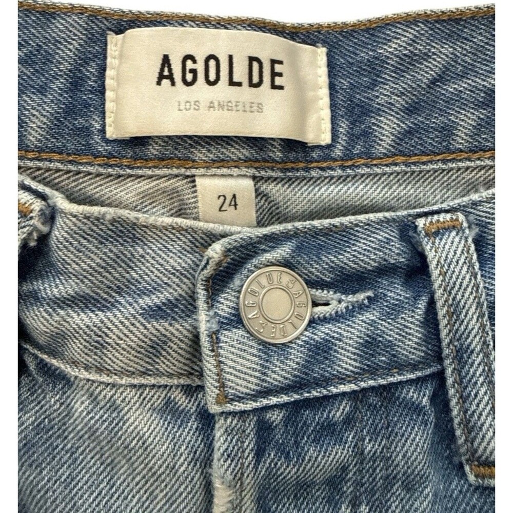AGOLDE Riley High Rise straight Leg Button Fly Raw Hem Jeans Sz 24 - Picture 6 of 8